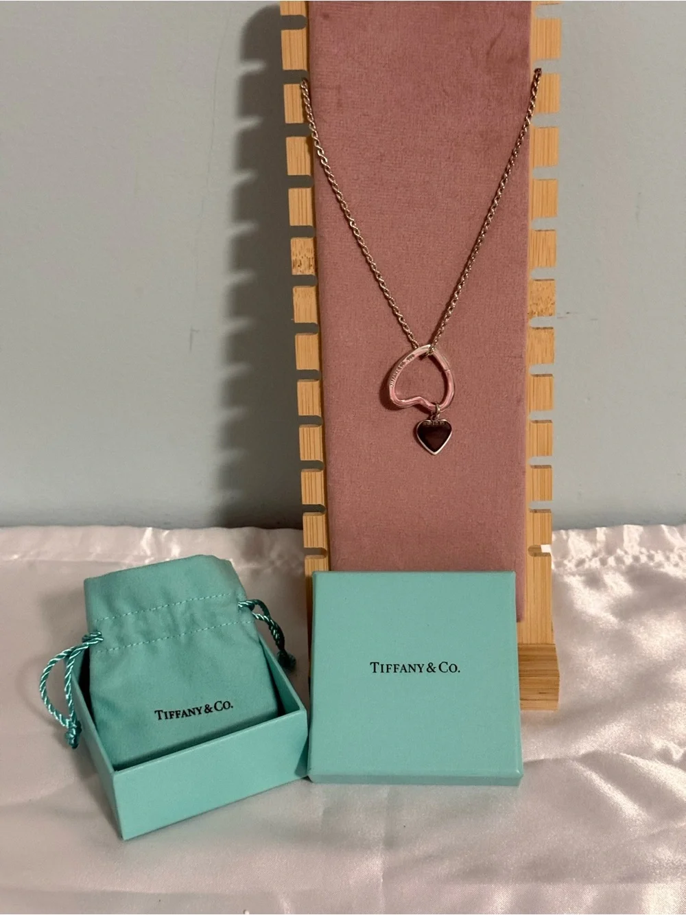 Tiffany & Co. Very Rare Heart drop Pendant Necklace. .925 sterling silver!